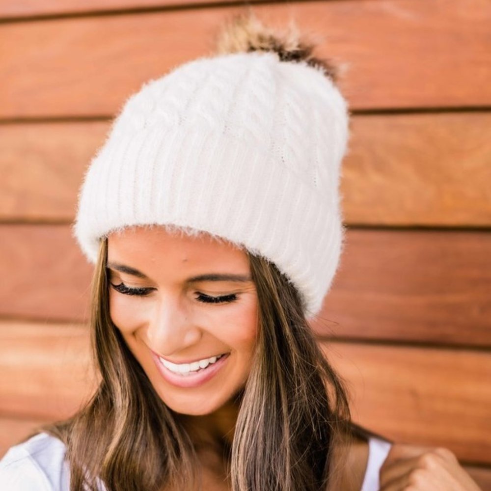 This Is Your Day Ivory Pom Beanie